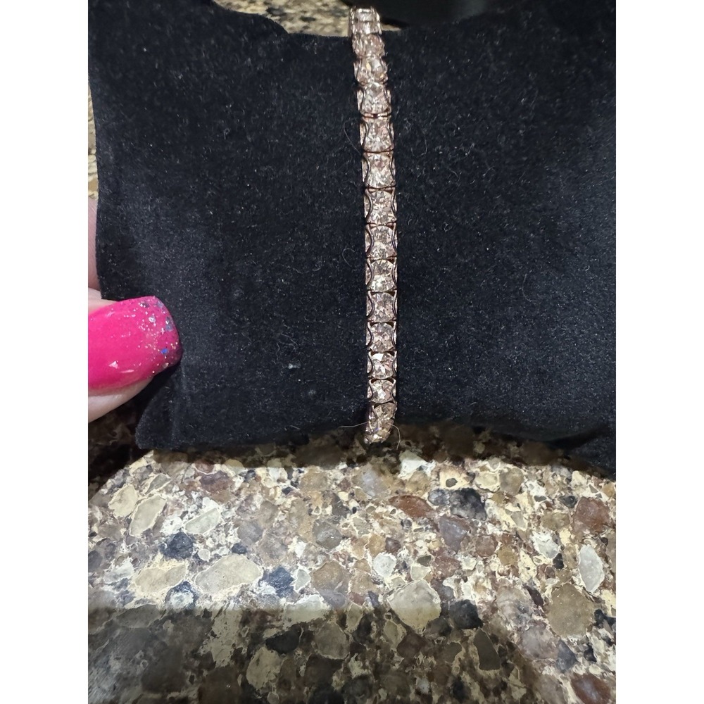 Touchstone Crystal Rose Gold Silk Stretch‎ Bracelet New